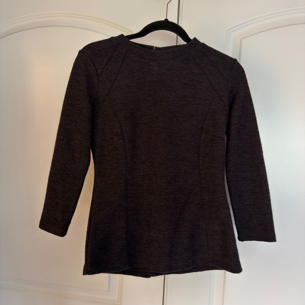 Ann Taylor Petite Textured Knit Top Purple 3/4 Sleeve Blouse SP Office Career